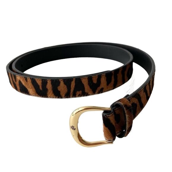Lauren Ralph Lauren Animal Print Classic Belt with Gold Accent Buckle in Size XL - Picture 1 of 5